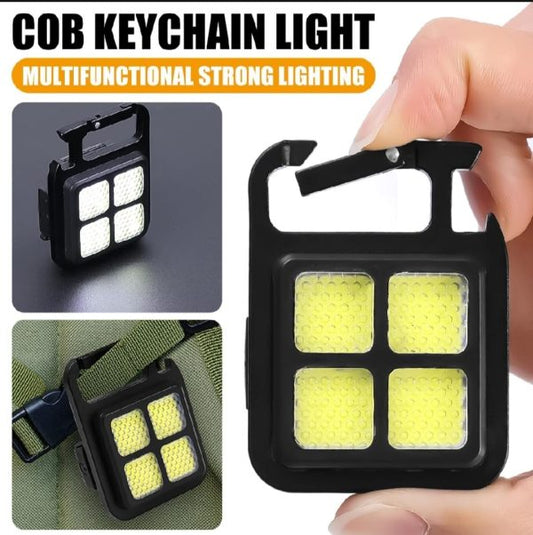 Portable Cob High Bright Flashlight Multifunction Keychain Lamp Buit-in 150mah Lithium Battery Waterproof Outdoor Torch Lantern